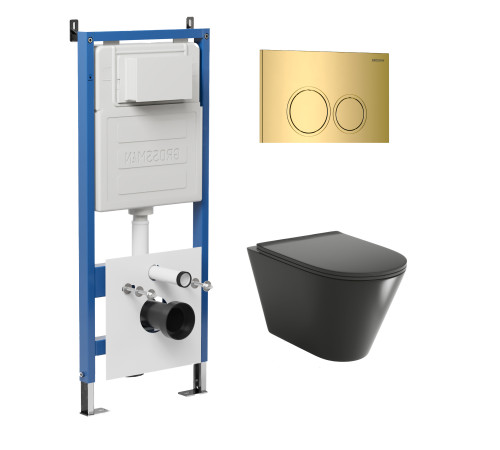 Комплект 3 в 1: Grossman инсталляция 900.K31.01.000+клавиша 700.K31.01.300.300 золото глянцевый+унитаз GR-4477BMSQ