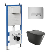 Комплект 3 в 1: Grossman инсталляция 900.K31.01.000+клавиша 700.K31.03.110.110 хром матовый+унитаз GR-4477BMS