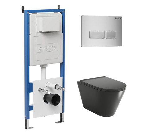 Комплект 3 в 1: Grossman инсталляция 900.K31.01.000+клавиша 700.K31.03.110.110 хром матовый+унитаз GR-4477BMS