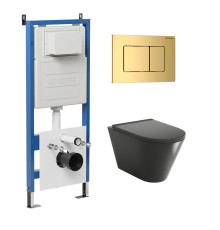 Комплект 3 в 1: Grossman инсталляция 900.K31.01.000+клавиша 700.K31.04.30M.30M золото глянцевый+унитаз GR-4440BMS