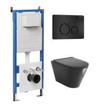 Комплект 3 в 1: Grossman инсталляция 900.K31.01.000+клавиша 700.K31.05.21M.21M черный матовый+унитаз GR-4477BMS