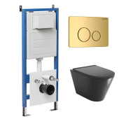 Комплект 3 в 1: Grossman инсталляция 900.K31.01.000+клавиша 700.K31.05.30M.30M золото глянцевый+унитаз GR-4477BMS