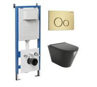 Комплект 3 в 1: Grossman инсталляция 900.K31.01.000+клавиша 700.K31.05.32M.32M золото сатиновый+унитаз GR-4477BMSQ