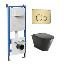 Комплект 3 в 1: Grossman инсталляция 900.K31.01.000+клавиша 700.K31.05.32M.32M золото сатиновый+унитаз GR-4477BMS