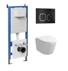 Комплект 3 в 1: Grossman инсталляция 900.K31.01.000+клавиша 700.K31.02.210.210 черный матовый+унитаз GR-4477S