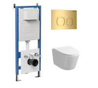 Комплект 3 в 1: Grossman инсталляция 900.K31.01.000+клавиша 700.K31.02.300.300 золото глянцевый+унитаз GR-4477SQ