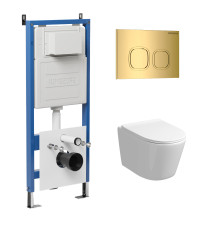 Комплект 3 в 1: Grossman инсталляция 900.K31.01.000+клавиша 700.K31.02.300.300 золото глянцевый+унитаз GR-4477S