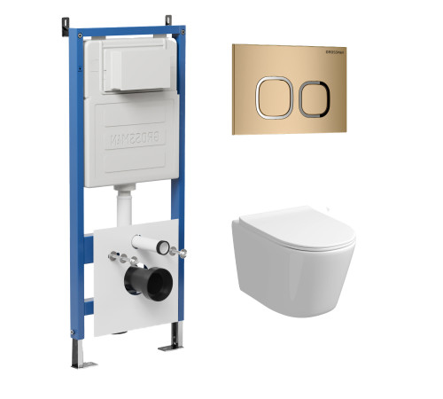 Комплект 3 в 1: Grossman инсталляция 900.K31.01.000+клавиша 700.K31.02.310.310 золото матовый+унитаз GR-4477S