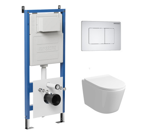 Комплект 3 в 1: Grossman инсталляция 900.K31.01.000+клавиша 700.K31.04.01M.01M белый матовый+унитаз GR-4477S