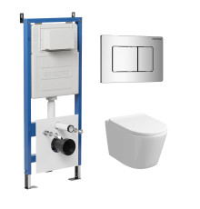 Комплект 3 в 1: Grossman инсталляция 900.K31.01.000+клавиша 700.K31.04.10M.10M хром глянцевый+унитаз GR-4477S