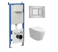 Комплект 3 в 1: Grossman инсталляция 900.K31.01.000+клавиша 700.K31.04.12M.12M хром сатиновый+унитаз GR-4477SQ