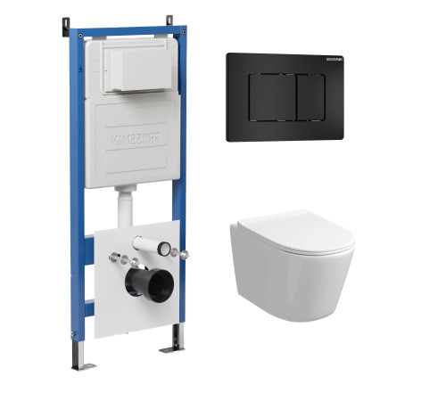 Комплект 3 в 1: Grossman инсталляция 900.K31.01.000+клавиша 700.K31.04.21M.21M черный матовый+унитаз GR-4477SQ