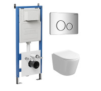 Комплект 3 в 1: Grossman инсталляция 900.K31.01.000+клавиша 700.K31.05.10M.10M хром глянцевый+унитаз GR-4477SQ