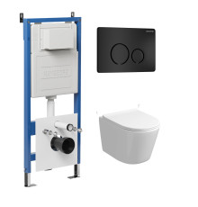 Комплект 3 в 1: Grossman инсталляция 900.K31.01.000+клавиша 700.K31.05.21M.21M черный матовый+унитаз GR-4477S