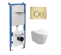 Комплект 3 в 1: Grossman инсталляция 900.K31.01.000+клавиша 700.K31.05.32M.32M золото сатиновый+унитаз GR-4477SQ