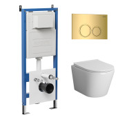 Комплект 3 в 1: Grossman инсталляция 900.K31.01.000+клавиша 700.K31.01.300.300 золото глянцевый+унитаз GR-4478S