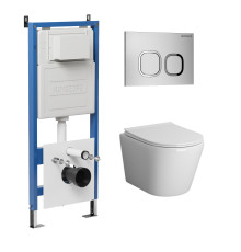 Комплект 3 в 1: Grossman инсталляция 900.K31.01.000+клавиша 700.K31.02.110.110 хром матовый+унитаз GR-4478S