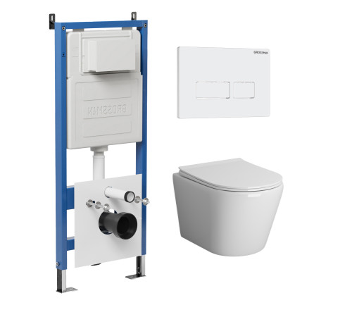 Комплект 3 в 1: Grossman инсталляция 900.K31.01.000+клавиша 700.K31.03.000.000 белый+унитаз GR-4478S