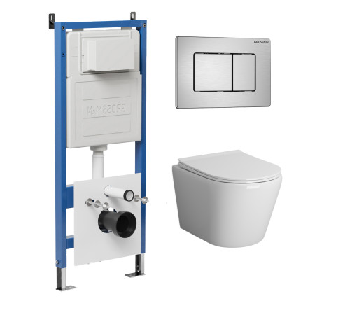 Комплект 3 в 1: Grossman инсталляция 900.K31.01.000+клавиша 700.K31.04.12M.12M хром сатиновый+унитаз GR-4478S