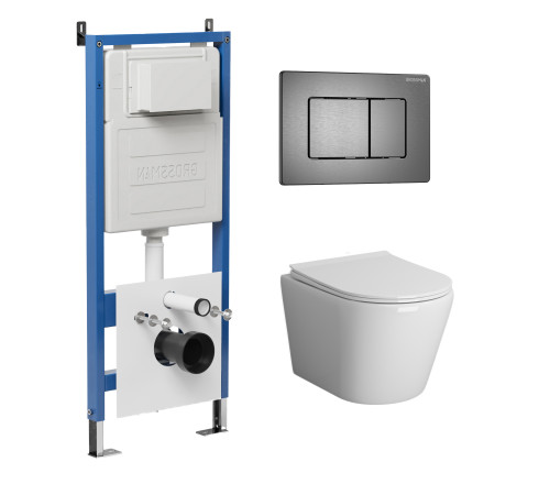 Комплект 3 в 1: Grossman инсталляция 900.K31.01.000+клавиша 700.K31.04.42M.42M графит сатиновый+унитаз GR-4478S