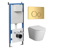 Комплект 3 в 1: Grossman инсталляция 900.K31.01.000+клавиша 700.K31.05.30M.30M золото глянцевый+унитаз GR-4478S