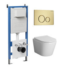 Комплект 3 в 1: Grossman инсталляция 900.K31.01.000+клавиша 700.K31.05.32M.32M золото сатиновый+унитаз GR-4478S