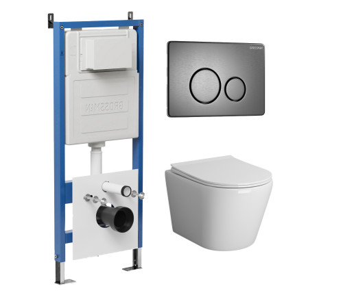 Комплект 3 в 1: Grossman инсталляция 900.K31.01.000+клавиша 700.K31.05.42M.42M графит сатиновый+унитаз GR-4478S