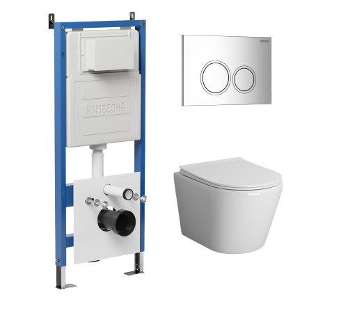 Комплект 3 в 1: Grossman инсталляция 900.K31.01.000+клавиша 700.K31.01.100.100 хром глянцевый+унитаз GR-4478SQ