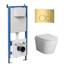 Комплект 3 в 1: Grossman инсталляция 900.K31.01.000+клавиша 700.K31.01.300.300 золото глянцевый+унитаз GR-4478BMS