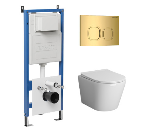 Комплект 3 в 1: Grossman инсталляция 900.K31.01.000+клавиша 700.K31.02.300.300 золото глянцевый+унитаз GR-4478BMS