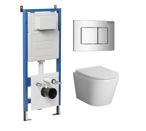 Комплект 3 в 1: Grossman инсталляция 900.K31.01.000+клавиша 700.K31.04.10M.10M хром глянцевый+унитаз GR-4478SQ