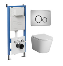 Комплект 3 в 1: Grossman инсталляция 900.K31.01.000+клавиша 700.K31.05.12M.12M хром сатиновый+унитаз GR-4478SQ