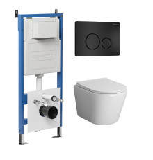 Комплект 3 в 1: Grossman инсталляция 900.K31.01.000+клавиша 700.K31.05.21M.21M черный матовый+унитаз GR-4478BMS