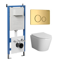 Комплект 3 в 1: Grossman инсталляция 900.K31.01.000+клавиша 700.K31.05.30M.30M золото глянцевый+унитаз GR-4478BMS