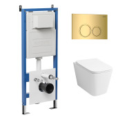 Комплект 3 в 1: Grossman инсталляция 900.K31.01.000+клавиша 700.K31.01.300.300 золото глянцевый+унитаз GR-4479SQ