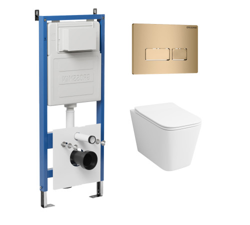 Комплект 3 в 1: Grossman инсталляция 900.K31.01.000+клавиша 700.K31.03.310.310 золото матовый+унитаз GR-4479SQ