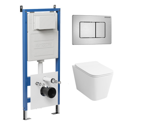 Комплект 3 в 1: Grossman инсталляция 900.K31.01.000+клавиша 700.K31.04.12M.12M хром сатиновый+унитаз GR-4479SQ