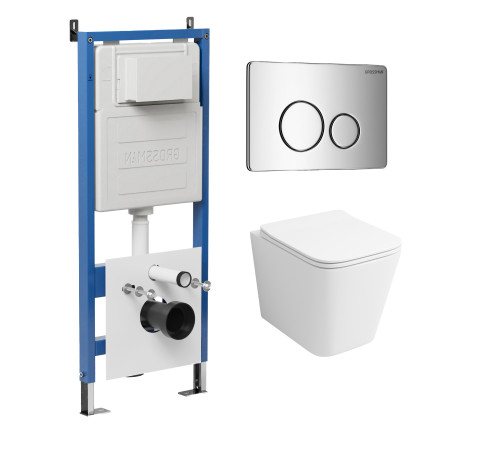 Комплект 3 в 1: Grossman инсталляция 900.K31.01.000+клавиша 700.K31.05.10M.10M хром глянцевый+унитаз GR-4479SQ