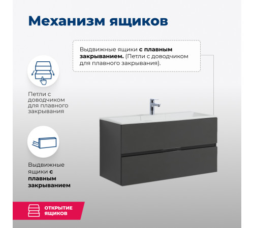 Тумба под раковину Aquanet Алвита 90 серый антрацит