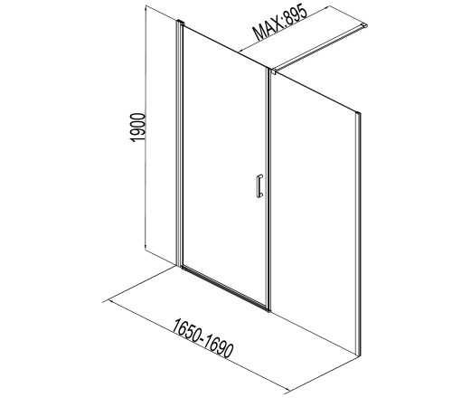 Душевая дверь Aquanet Cinetic 170, прозрачное стекло (AE12-N-90H190U-CT + AE12-F-80H190U-CT)