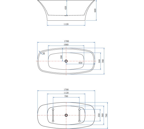 Акриловая ванна Aquanet Family Smart 170x78 88778-MW-MB
