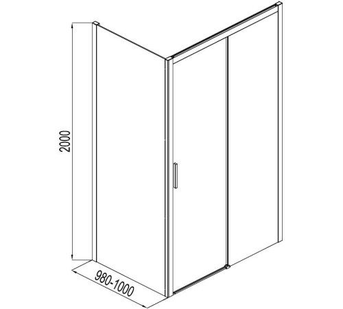 Боковая стенка Aquanet Pleasure AE60-F-100H200U-BT 100, прозрачное стекло