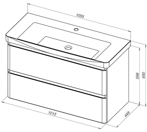 Тумба под раковину Aquanet Эмбер 105 белый матовый