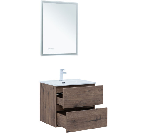 Тумба под раковину Aquanet Алвита New 60 2 ящика, дуб веллингтон табак