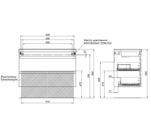 Тумба под раковину Aquanet Нота New 100 дуб светлый