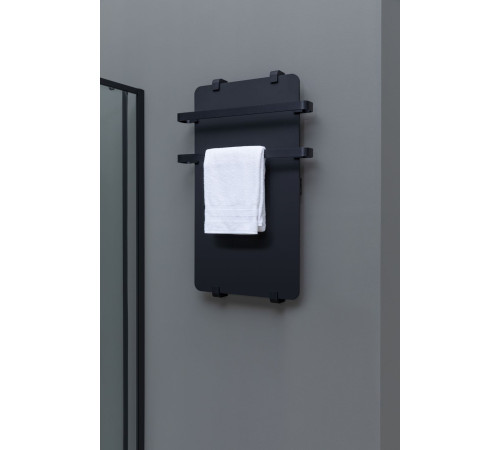 Полотенцесушитель электрический Allen Brau Infinity 80x44 с рейлингом 2.0 и креплением, черный матовый