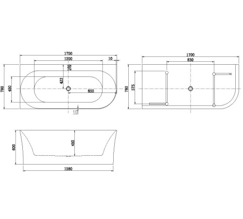 Акриловая ванна Allen Brau Priority 4 А 170x78 2.31004.20A