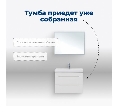 Тумба под раковину Aquanet София 80 белый глянец (2 ящика)