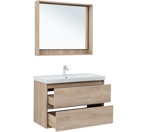 Тумба под раковину Aquanet Милан 100 дуб светлый