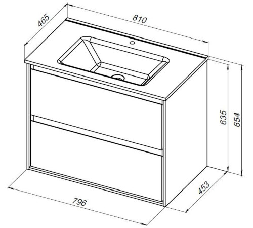 Тумба под раковину Aquanet Милан 80 дуб рустикальный